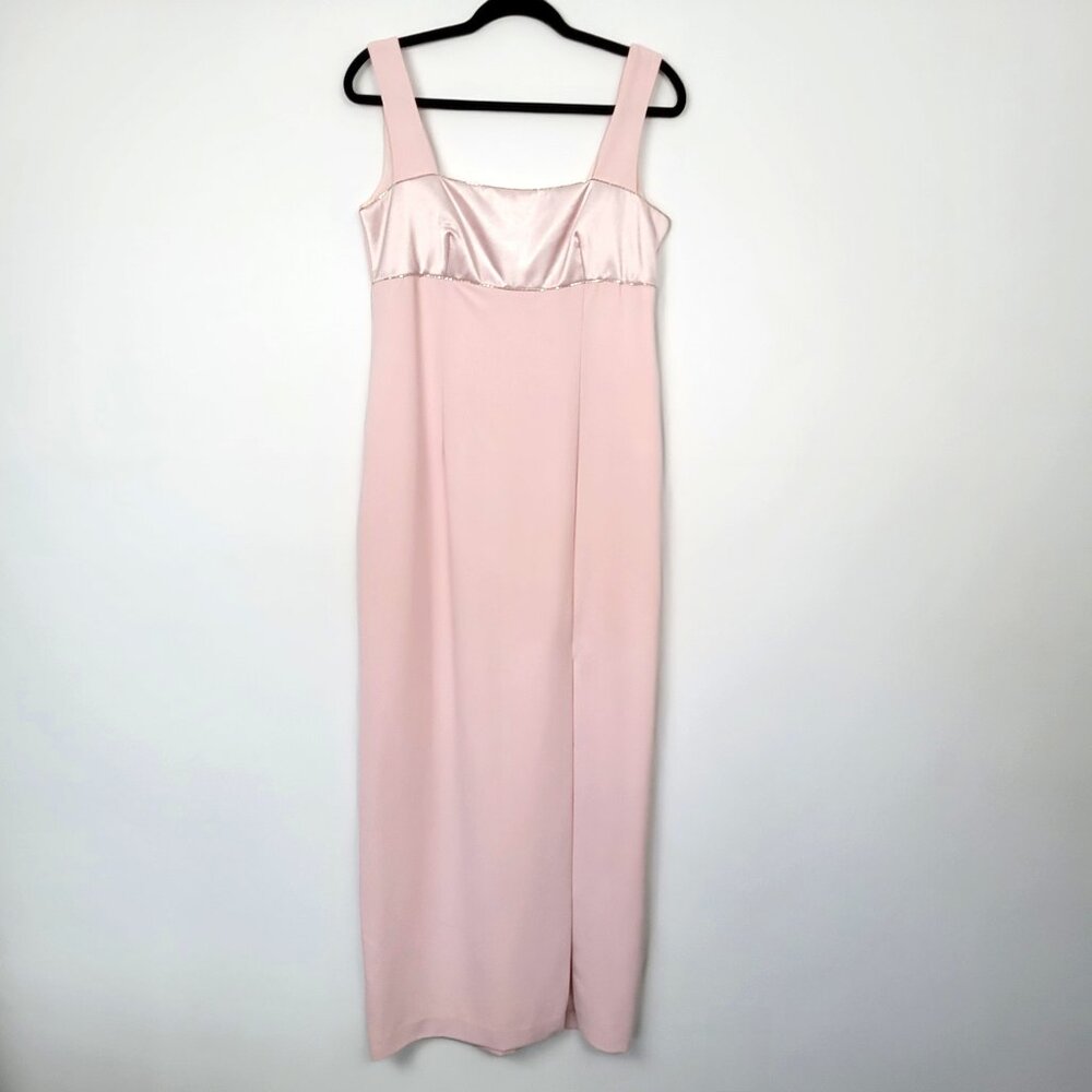 Vintage 90s David’s Bridal Blush Pink Evening Column Gown Made in USA